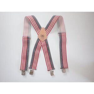 Custom‎ Leather Craft Red White Blue Patriotic Suspenders 2" Classic Work